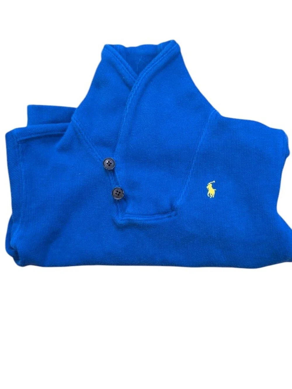 Ralph Lauren Dark Royal Blue 18M Shawl Collar Sweater Yellow Pony Preppy Baby
